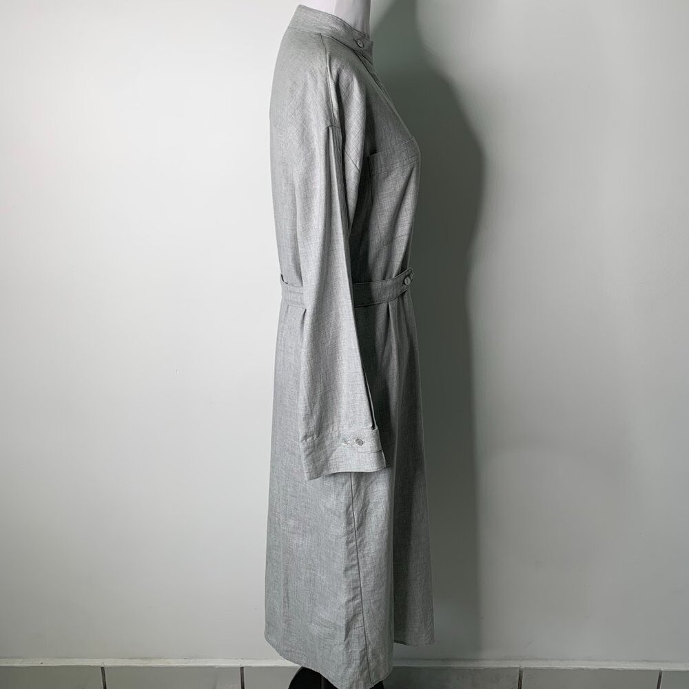 NWT Bohelle Women's Gray Long Sleeve Midi Mock Neck Cotton Dress Size 42 / M - Picture 9 of 15